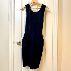 Navy Blue Club Monaco Cross Back Party Dress